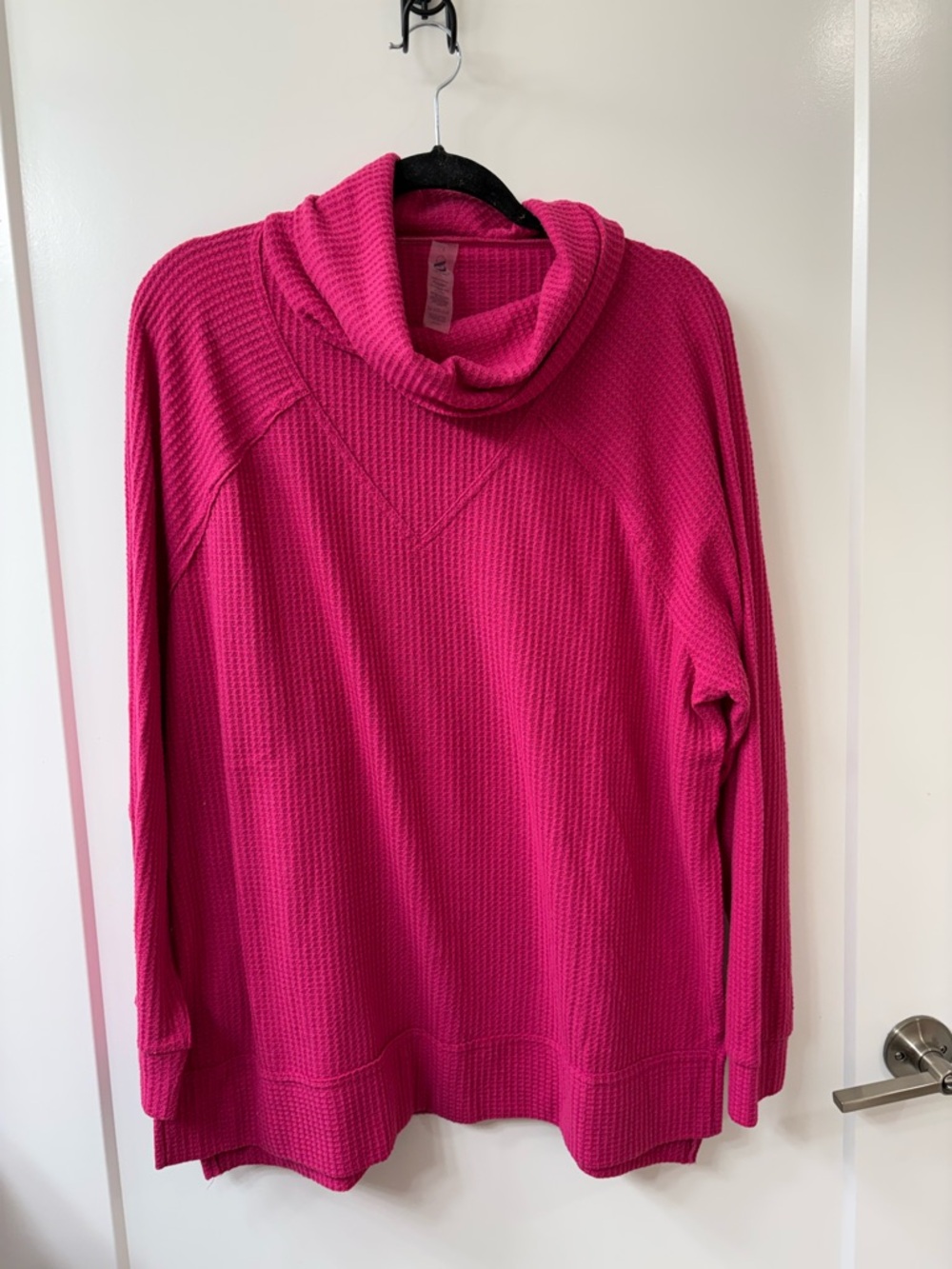LOU & GREY PINK WAFFLE COWL NECK SWEATER SZ L